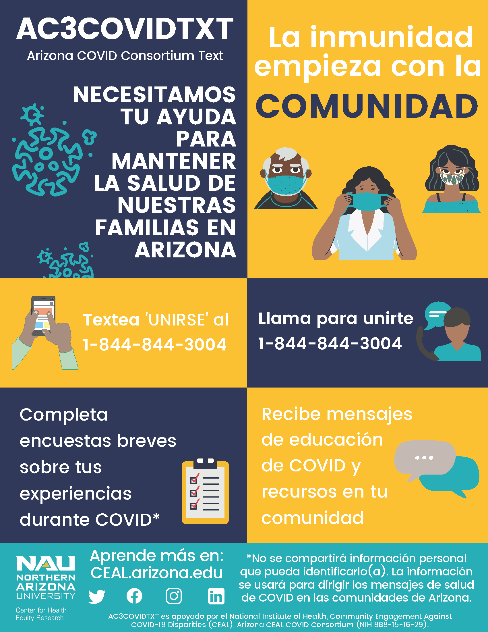 COVID information flyer in Spanish.