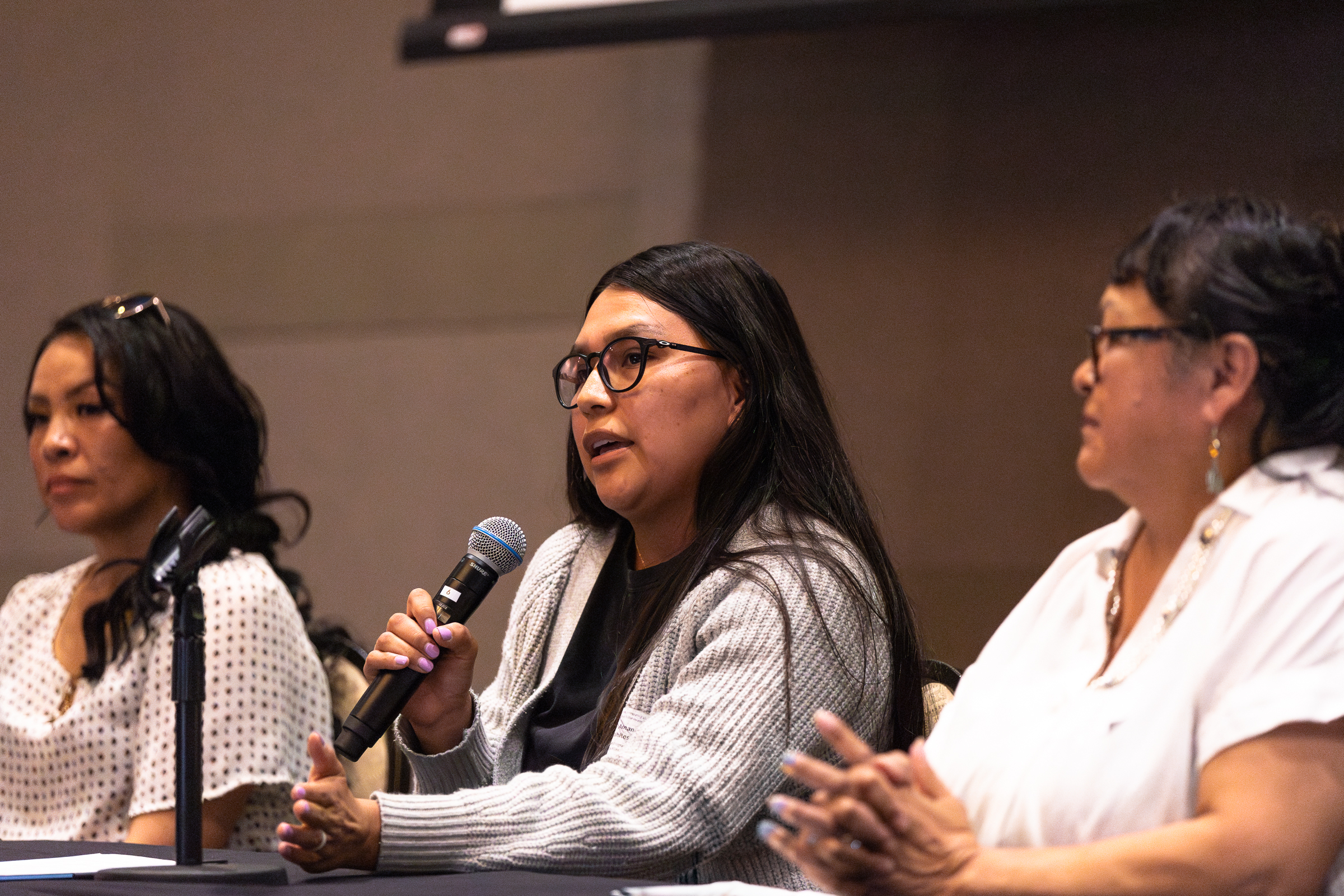 A panelist speaks at the Community Health Representatives Integration conference.