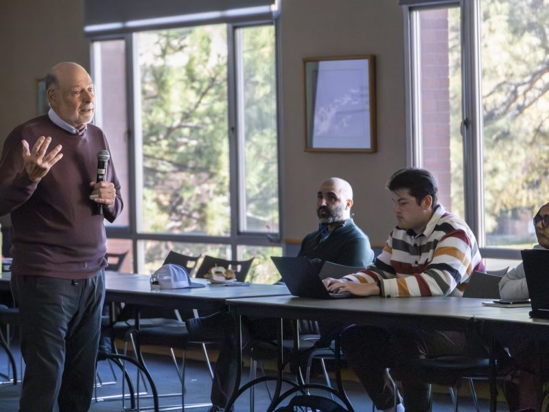 Dr. Spengler speaking to NAU students, faculty, and staff about air pollution and climate change.