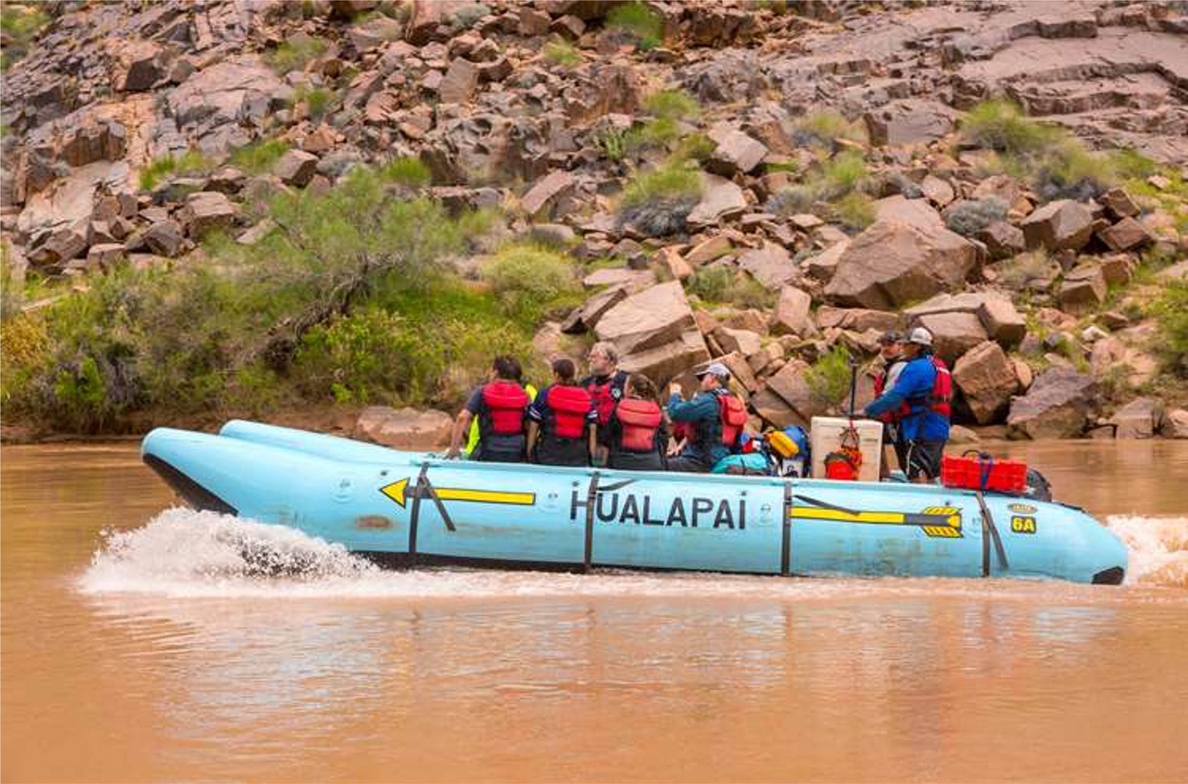 Hualapai River Rafting guiding a group on a rafting trip