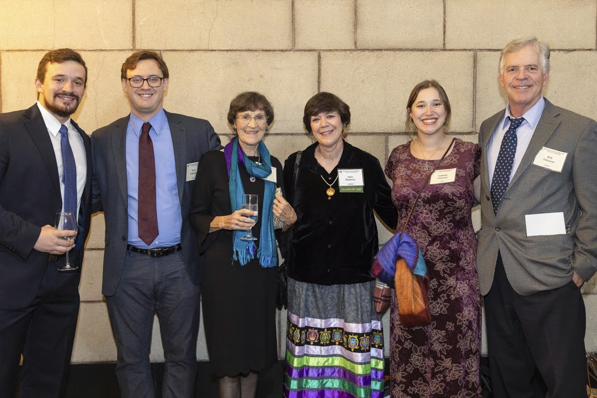 Julie Baldwin alongside her sons Nate and Nick Johnson, mother Jeanne Harding, daughter Isabella Johnson and husband Bill Johnson at the 2022 National Academy of Medicine Class Member Induction Ceremony.