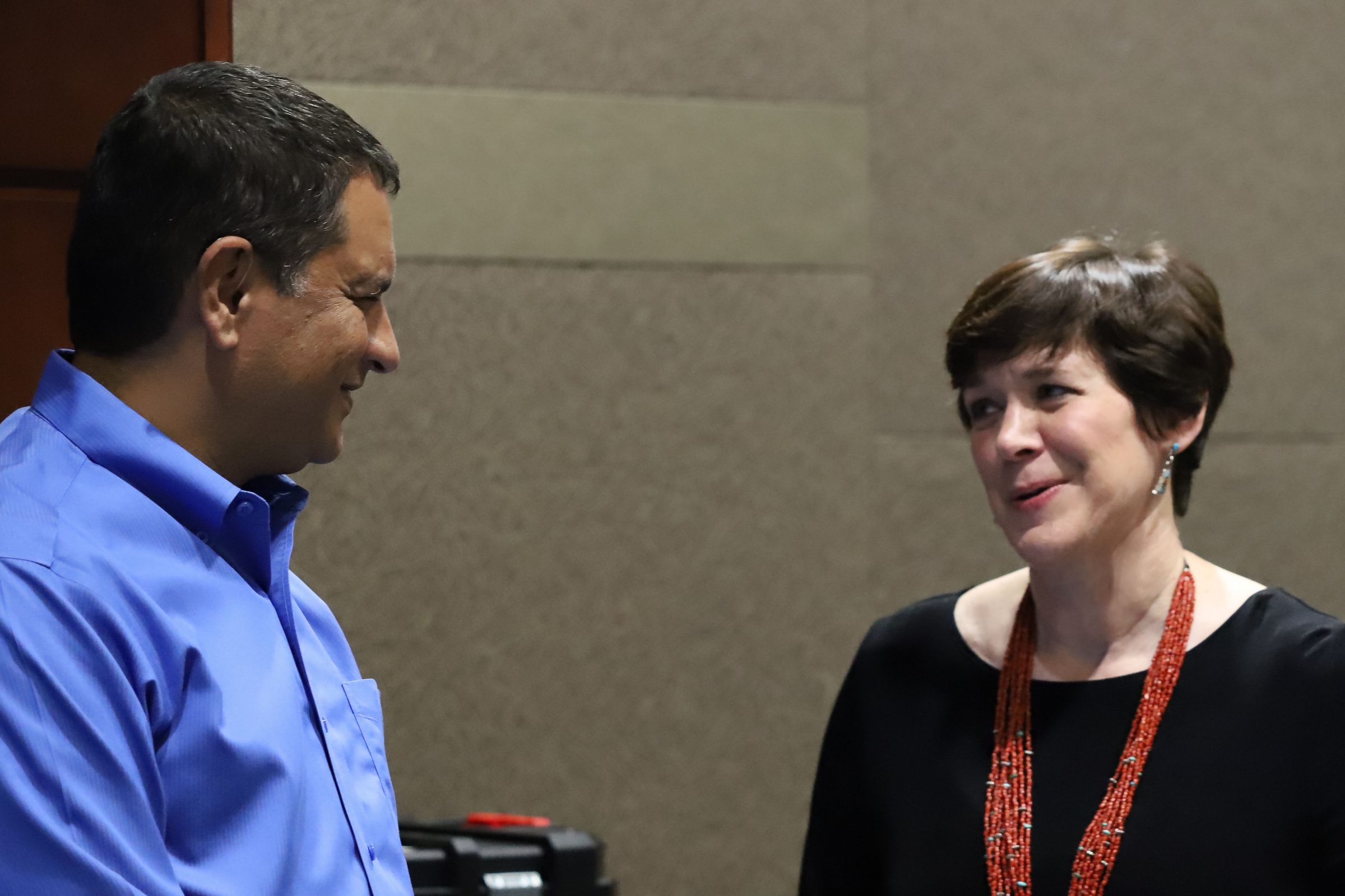 Julie Baldwin and President Cruz-Rivera talking.