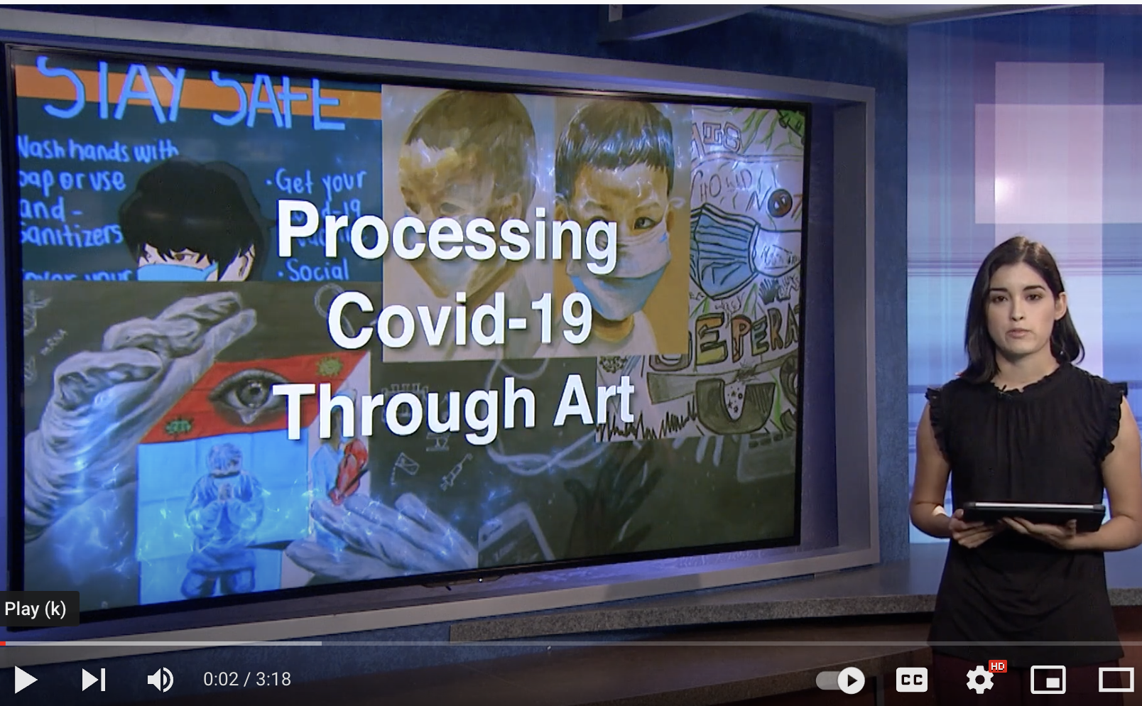 Screen shot of YouTube video showing a "Processing Covid-19 Through Art" presentation.