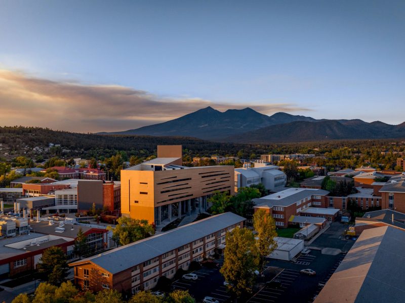 View of N A U campus at sunset.