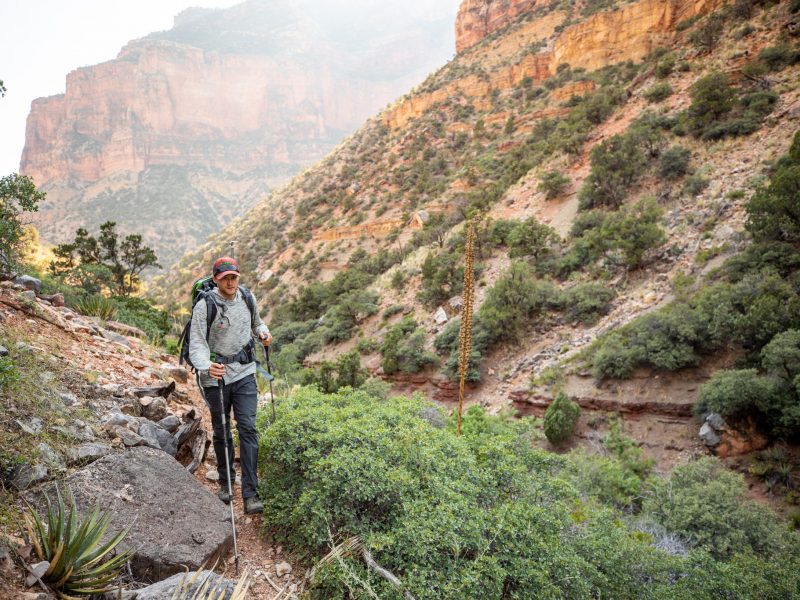 Student hiking through the grand canyon.