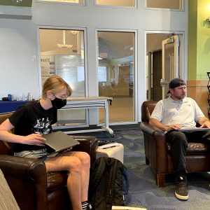 Students study and relax in the Lumberjack Lounge.