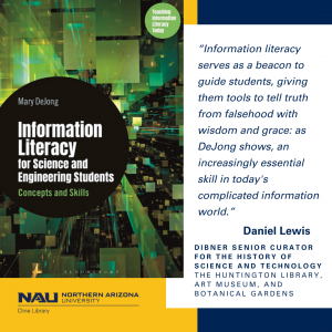 Cover of book Information Literacy for Science and Engineering students. Quote from Daniel Lewis (view at http://bit.ly/cline_dejong