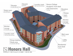 Calderon Hall building layout with feature callouts