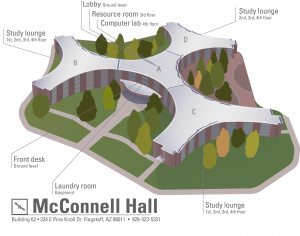 McConnell Hall building layout with feature callouts
