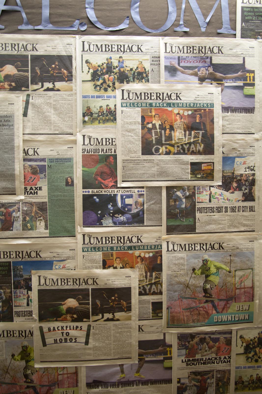 Newspaper wall