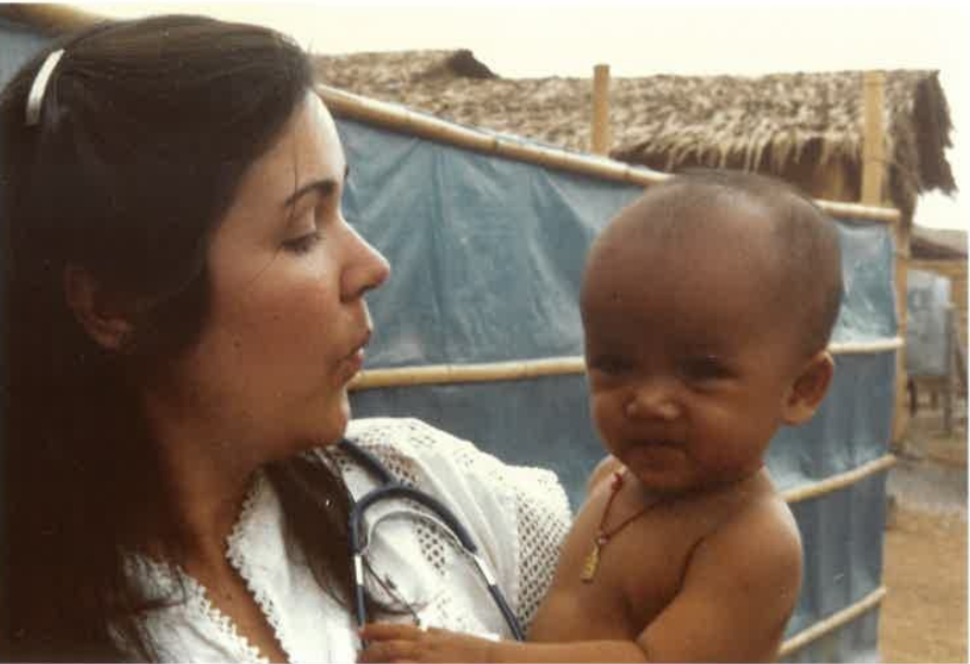 Sue Neder working as a nurse in Thailand.