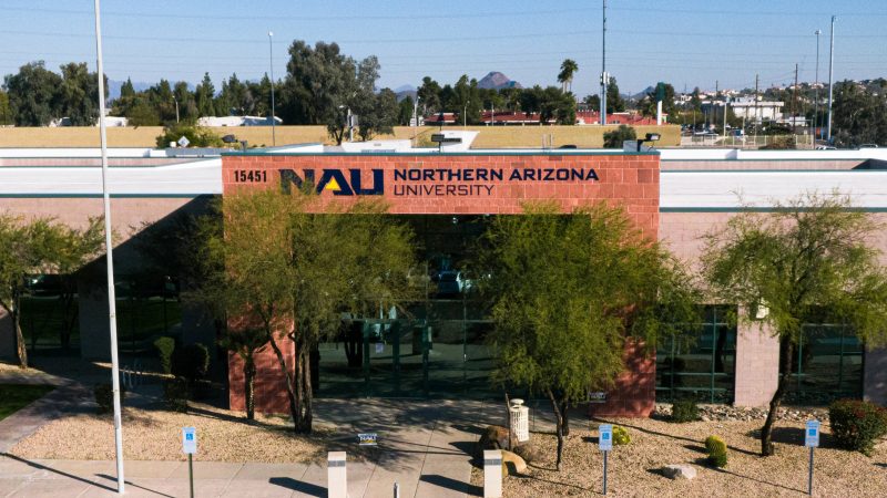 An aerial image on the N A U North Valley campus.