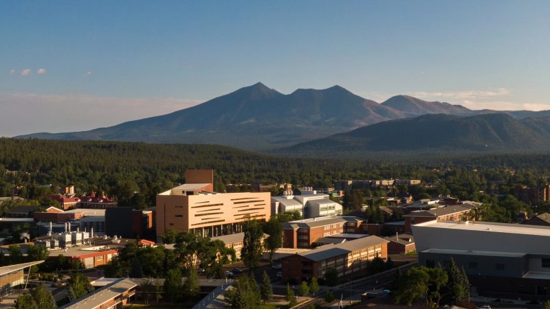 An aerial image of N A U's Flagstaff Mountain Campus.