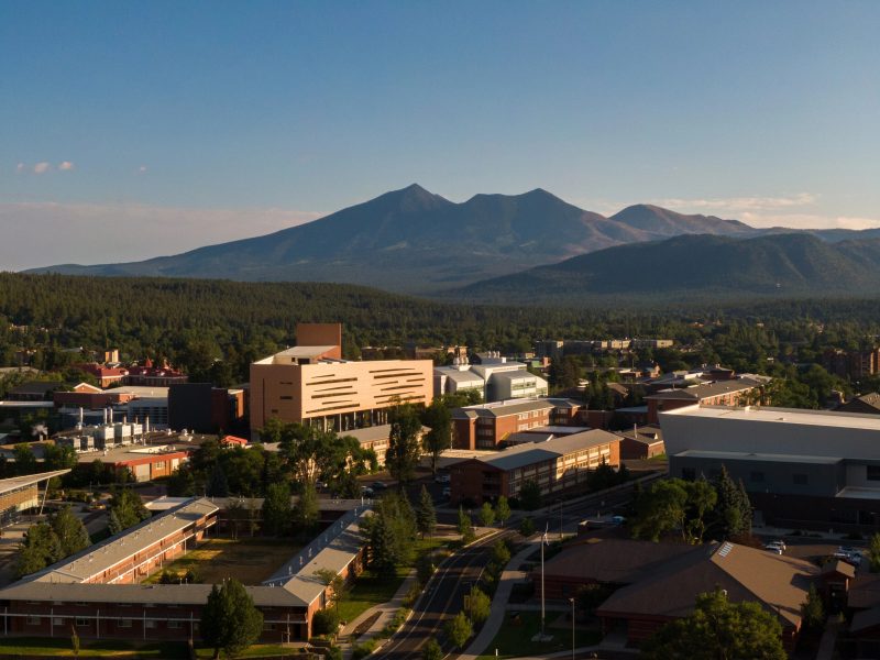 An aerial image of N A U's Flagstaff Mountain Campus.