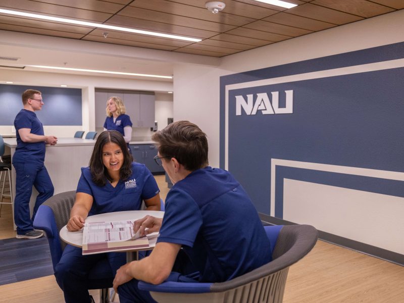 N A U College of Nursing students study together on campus.