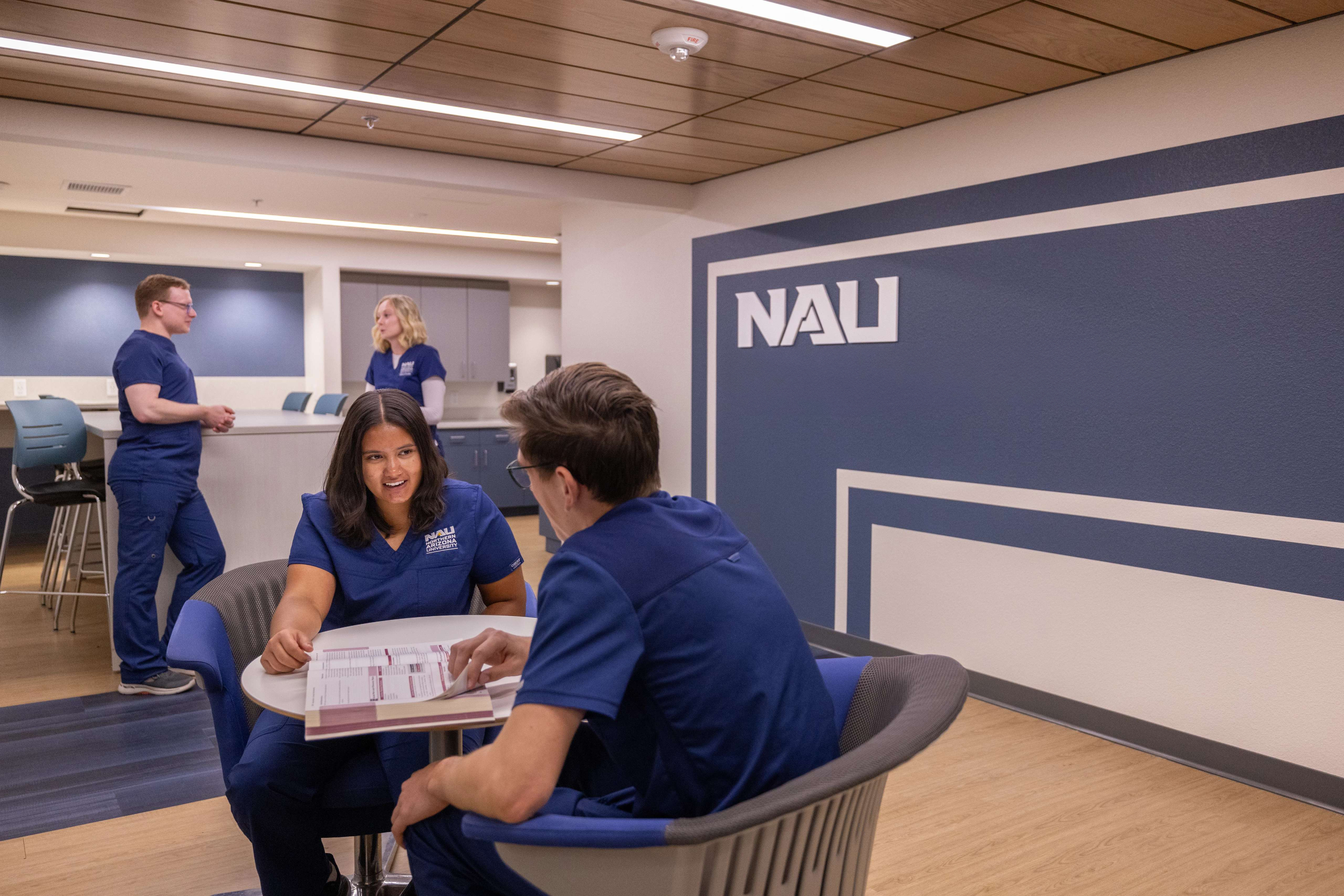 N A U College of Nursing students study together on campus.