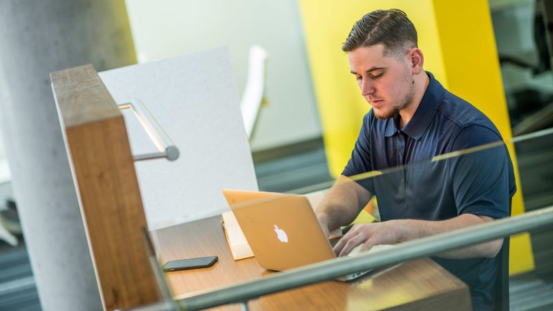 A Northern Arizona University student studies in an online program.