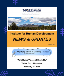 Thumbnail shows a newsletter cover page that says Institute for Human Development News & Updates and shows a picture of mountains.