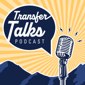 Transfer Talks Podcast logo with a microphone and mountain in background