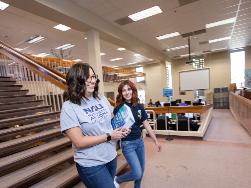Students walking in Yuma library