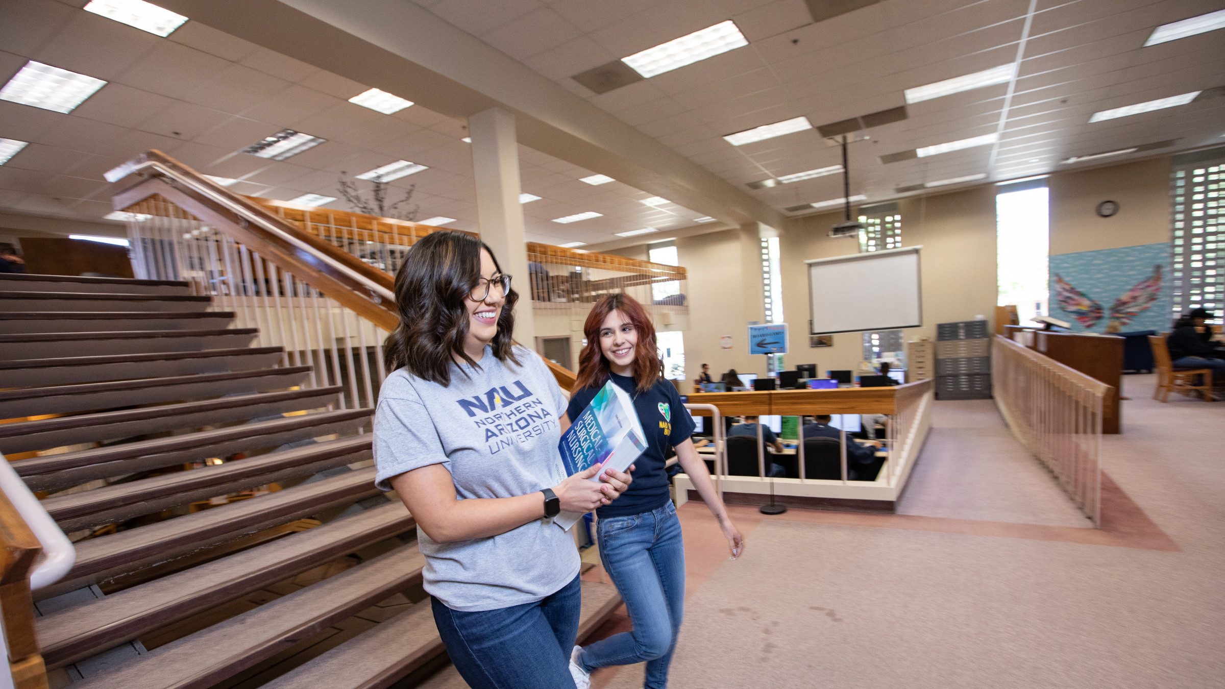 Students walking in Yuma library