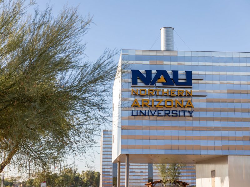 A building with the N A U logo on the Yuma campus