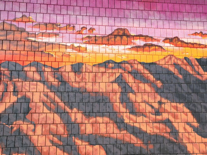 Mural of mountains during a sunset in Yuma, Arizona.