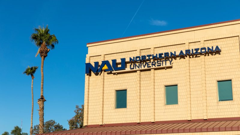 A building at the NAU–Yuma campus with the NAU logo