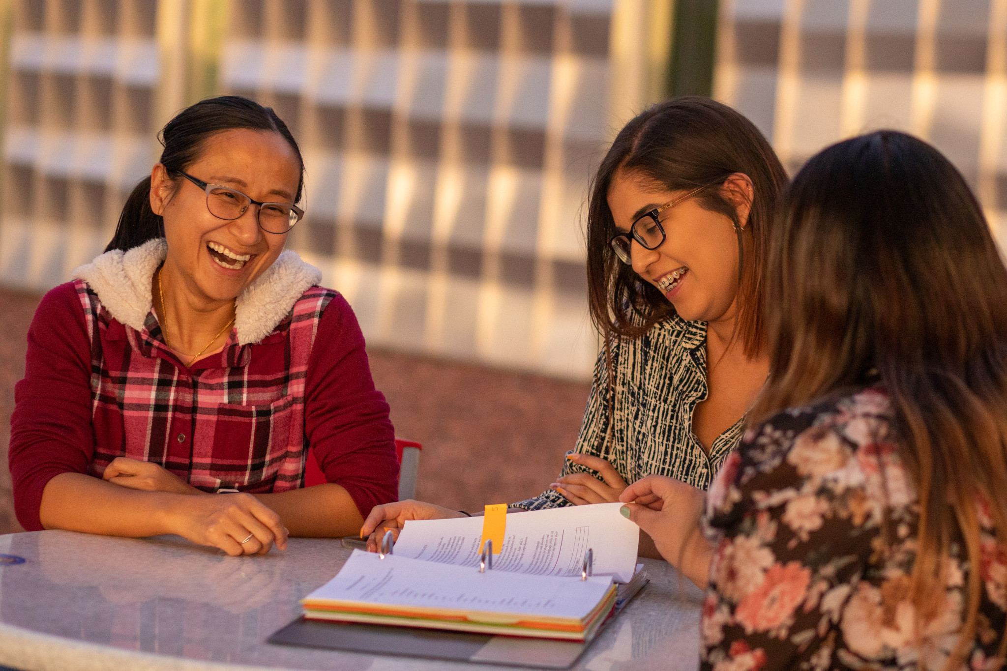 NAU–Yuma students sitting outside at table